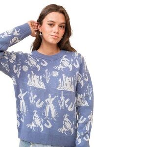 Blue B Women's western motif Sweater SM